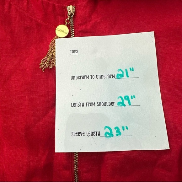 Ellen Tracy womens red Linen cold shoulder short sleeve blouse size Large. - Picture 5 of 8